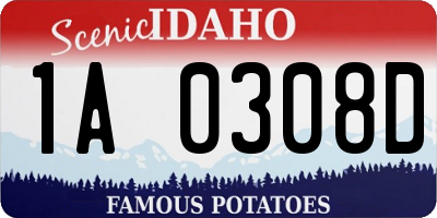 ID license plate 1A0308D