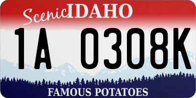 ID license plate 1A0308K
