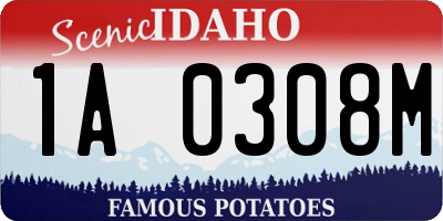 ID license plate 1A0308M
