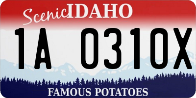 ID license plate 1A0310X