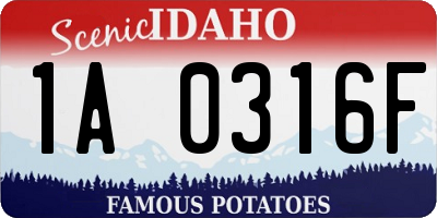 ID license plate 1A0316F