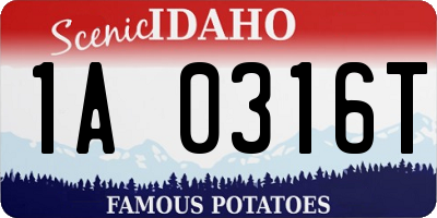 ID license plate 1A0316T