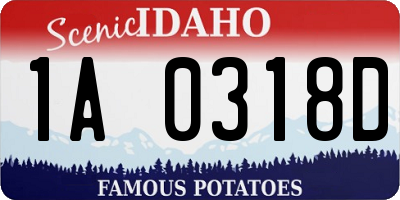 ID license plate 1A0318D
