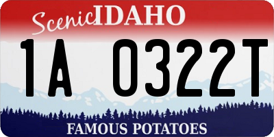 ID license plate 1A0322T