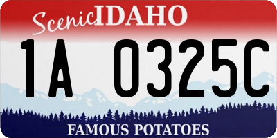 ID license plate 1A0325C