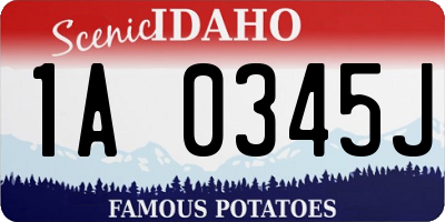 ID license plate 1A0345J