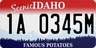 ID license plate 1A0345M