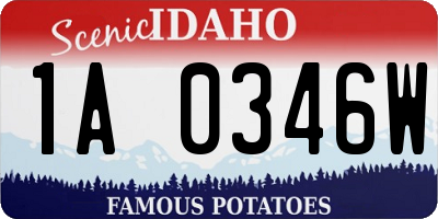 ID license plate 1A0346W