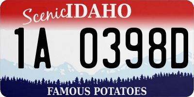 ID license plate 1A0398D