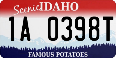 ID license plate 1A0398T