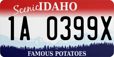 ID license plate 1A0399X