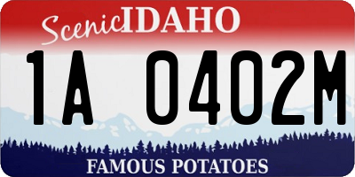ID license plate 1A0402M