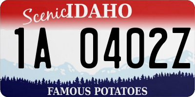 ID license plate 1A0402Z