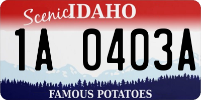 ID license plate 1A0403A