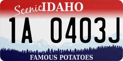 ID license plate 1A0403J