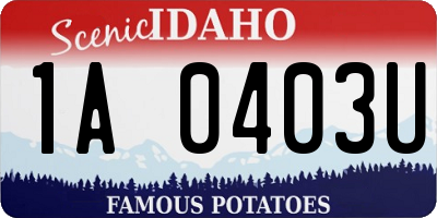 ID license plate 1A0403U