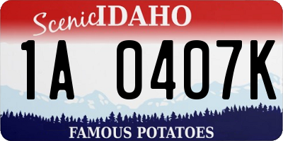 ID license plate 1A0407K
