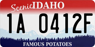 ID license plate 1A0412F