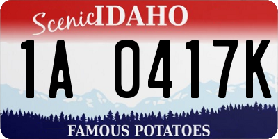 ID license plate 1A0417K