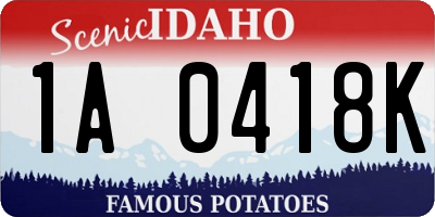 ID license plate 1A0418K