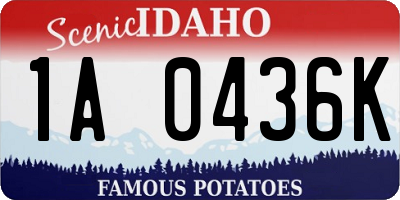 ID license plate 1A0436K