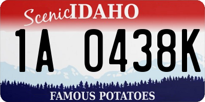 ID license plate 1A0438K