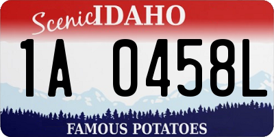 ID license plate 1A0458L