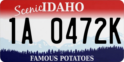 ID license plate 1A0472K