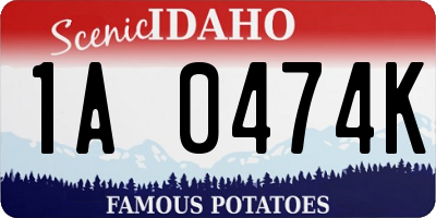 ID license plate 1A0474K