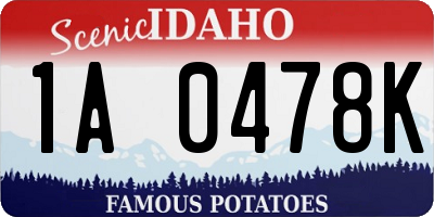 ID license plate 1A0478K