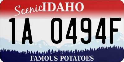ID license plate 1A0494F