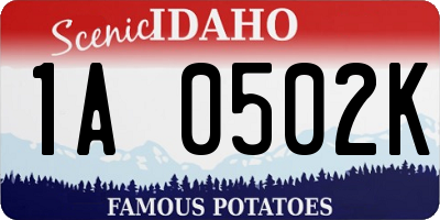 ID license plate 1A0502K