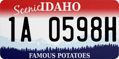 ID license plate 1A0598H