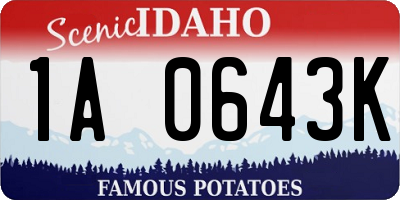 ID license plate 1A0643K