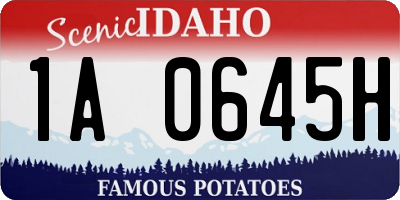 ID license plate 1A0645H