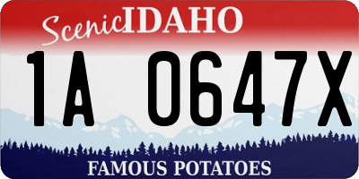 ID license plate 1A0647X