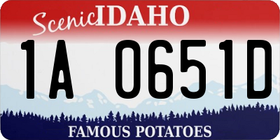 ID license plate 1A0651D