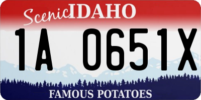ID license plate 1A0651X