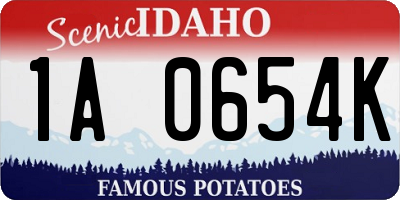 ID license plate 1A0654K