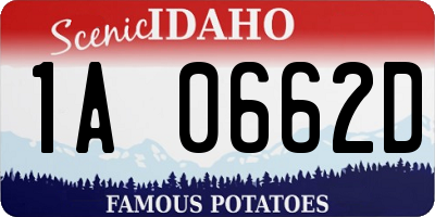 ID license plate 1A0662D