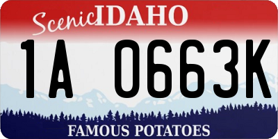 ID license plate 1A0663K