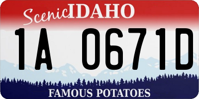 ID license plate 1A0671D