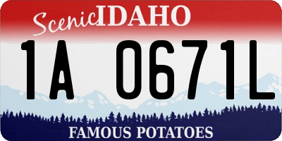 ID license plate 1A0671L
