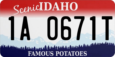 ID license plate 1A0671T