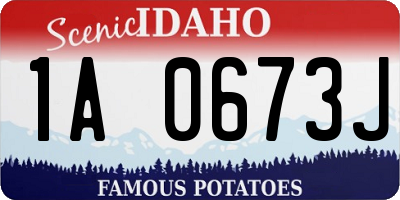 ID license plate 1A0673J