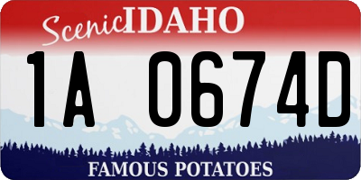 ID license plate 1A0674D
