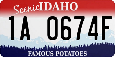 ID license plate 1A0674F