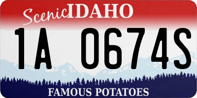 ID license plate 1A0674S
