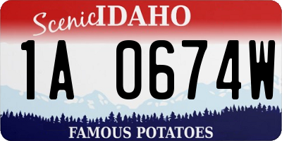 ID license plate 1A0674W