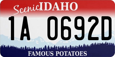 ID license plate 1A0692D